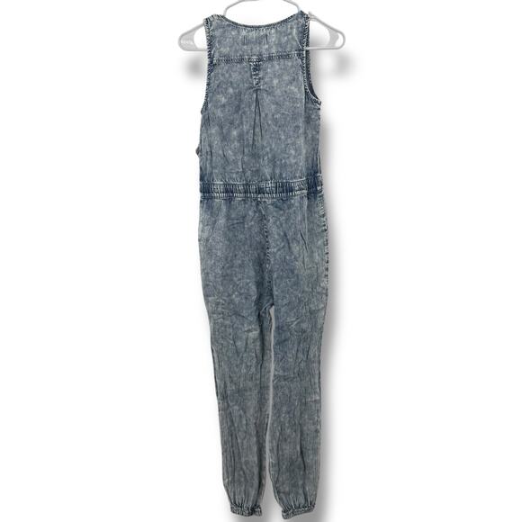 NEW Celebrity Pink Chambray Jumpsuit Size XS Acid Wash Denim Jogger One Piece - Picture 5 of 7